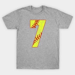 Fastpitch Softball Number 7 #7 Softball Shirt Jersey Uniform Favorite Player Biggest Fan T-Shirt